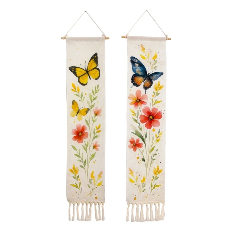 Butterfly Front Door Hanging Banners Cotton Wall Art For Bedroom Living Space JOMD