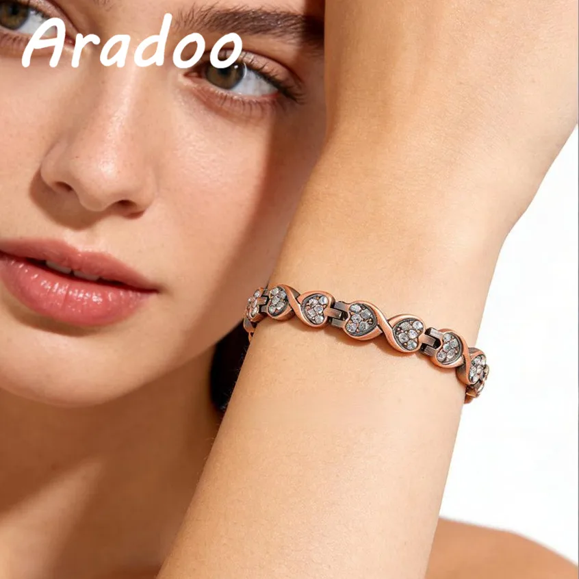 ARADOO Armband aus reinem Kupferkristall, magnetischer Schmuck, Geschenke mit 3500 Gauss Stärke, Infinite Love Design