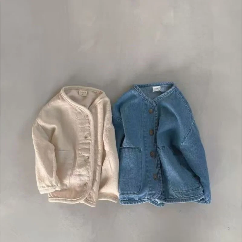 

Korean Fashion Baby Boy Girl Cotton Denim Jacket Infant Toddler Child Jean Coat Kid Outwear Casual Spring Fall Kids Clothes 2-6Y