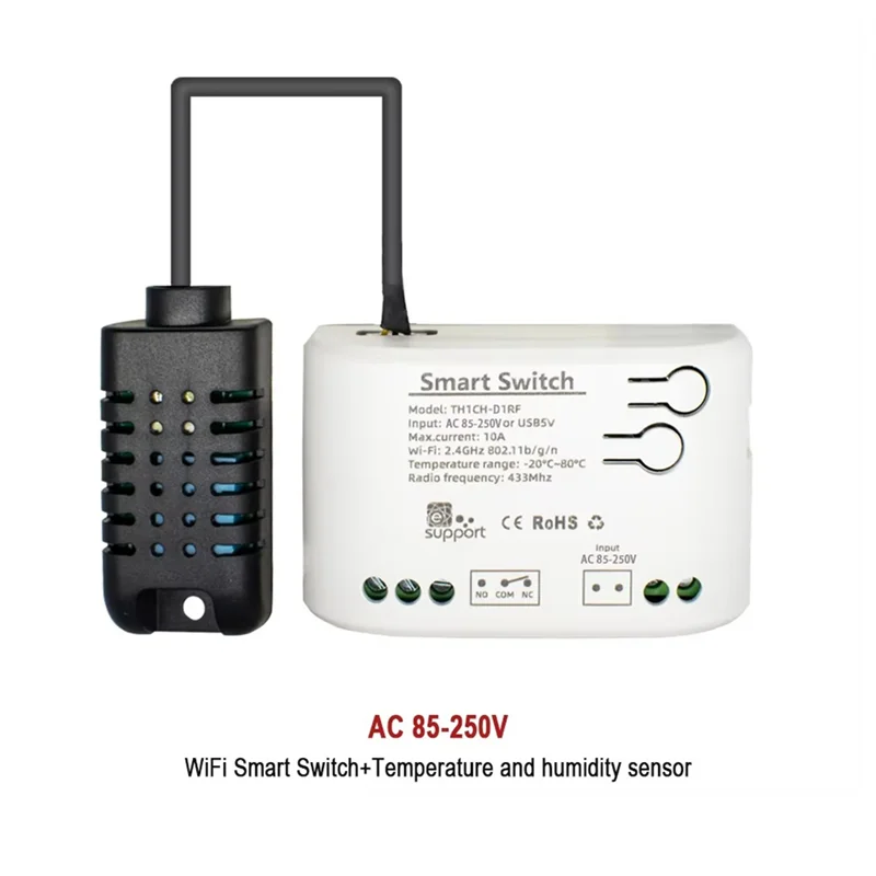 ABRB-Wifi Inteligente Temperatura Umidade Sensor Monitor Interruptor Casa Inteligente Ewelink APP Controle