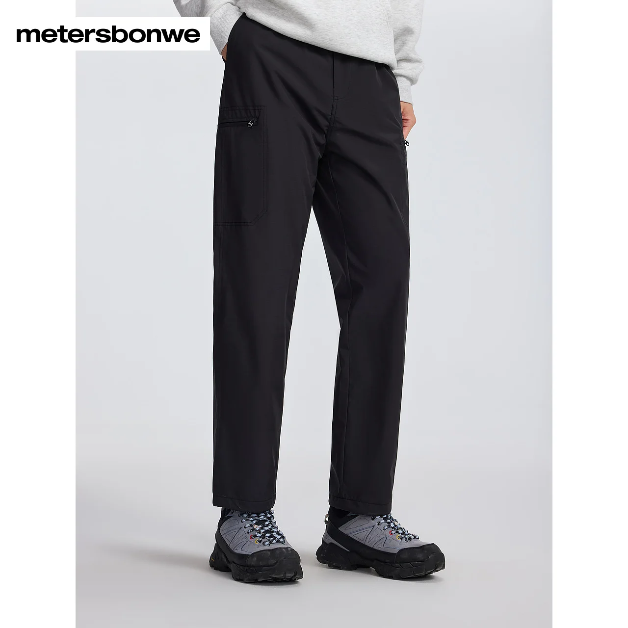 

Metersbonwe-Men's Thick Fleece Fabric Trousers Adjustable Elastic Waist Belt Woven Pants Outdoor Sport Casual Winter