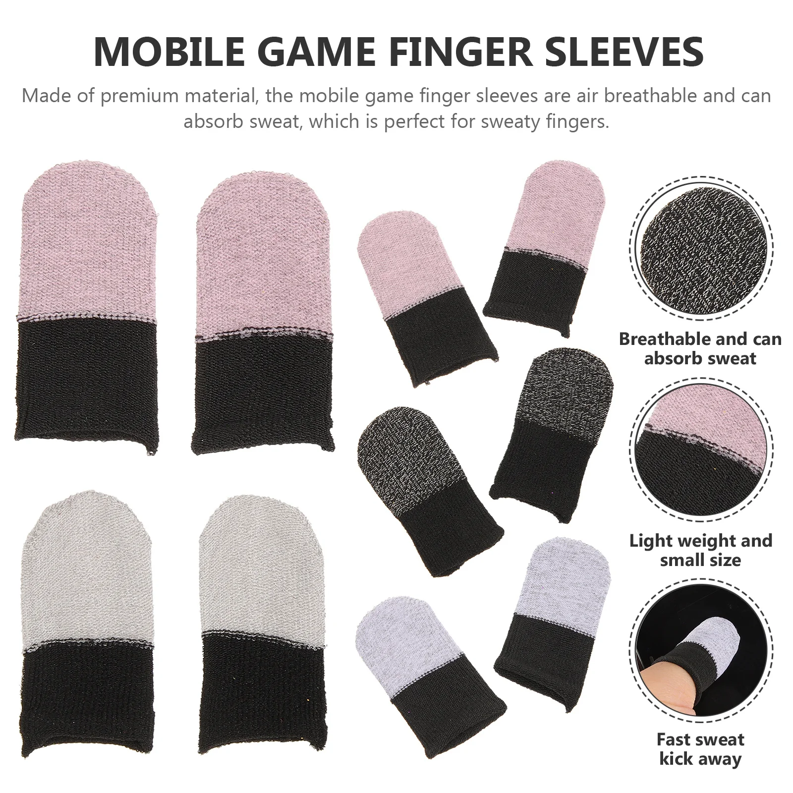 

5Pairs Sweat-Absorbing Finger Protectors Lightweight Gaming Thumb Sleeves for Mobile Phone Touchscreens Game Supplies