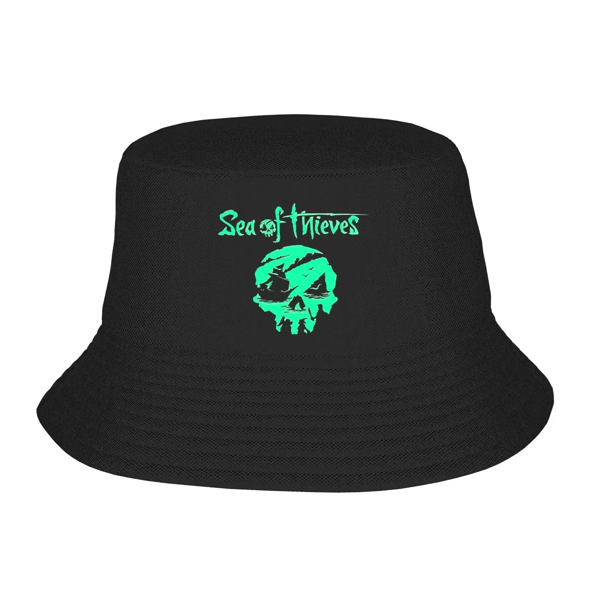 2026 Unisex Sea of Thieve Bucket Hat Game Portable Fisherman Hats Summer Vintage Vacation Caps Hip Hop Pattern Sunscreen Hat，Buc