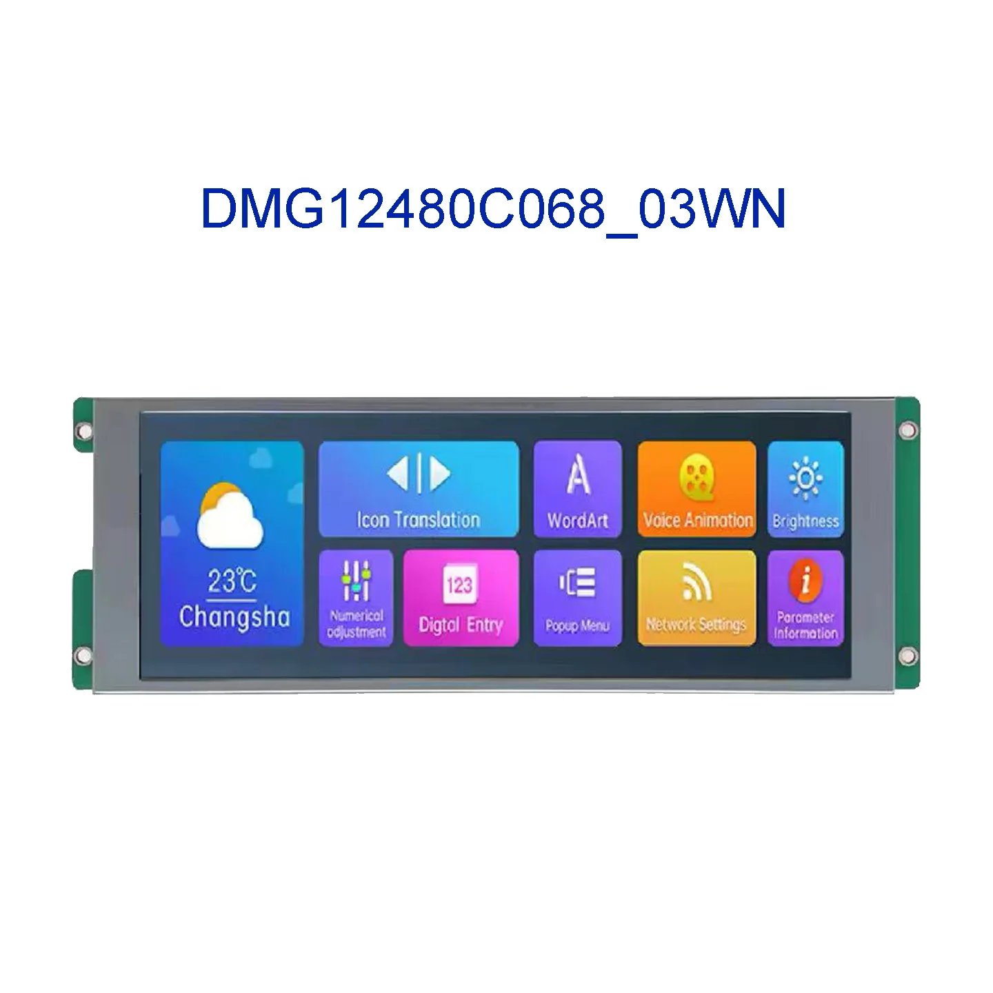DMG12480C068_03WN WTR WTC 6.86 "IPS TFT 1280*480 LCD Painel de toque HMI Display serial inteligente reprodução de música WIFI