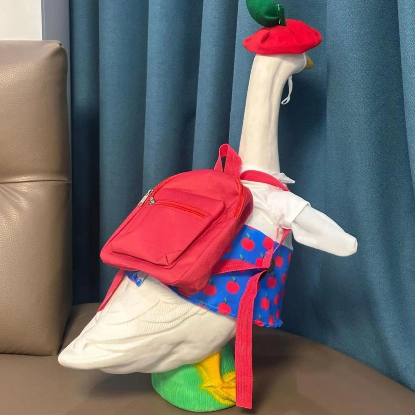 Goose Clothes 23 Inch With Hat And Schoolbag Lawn Statue Dress Porch Goose School Outfit For Classroom Garden Yard Lawn Patio