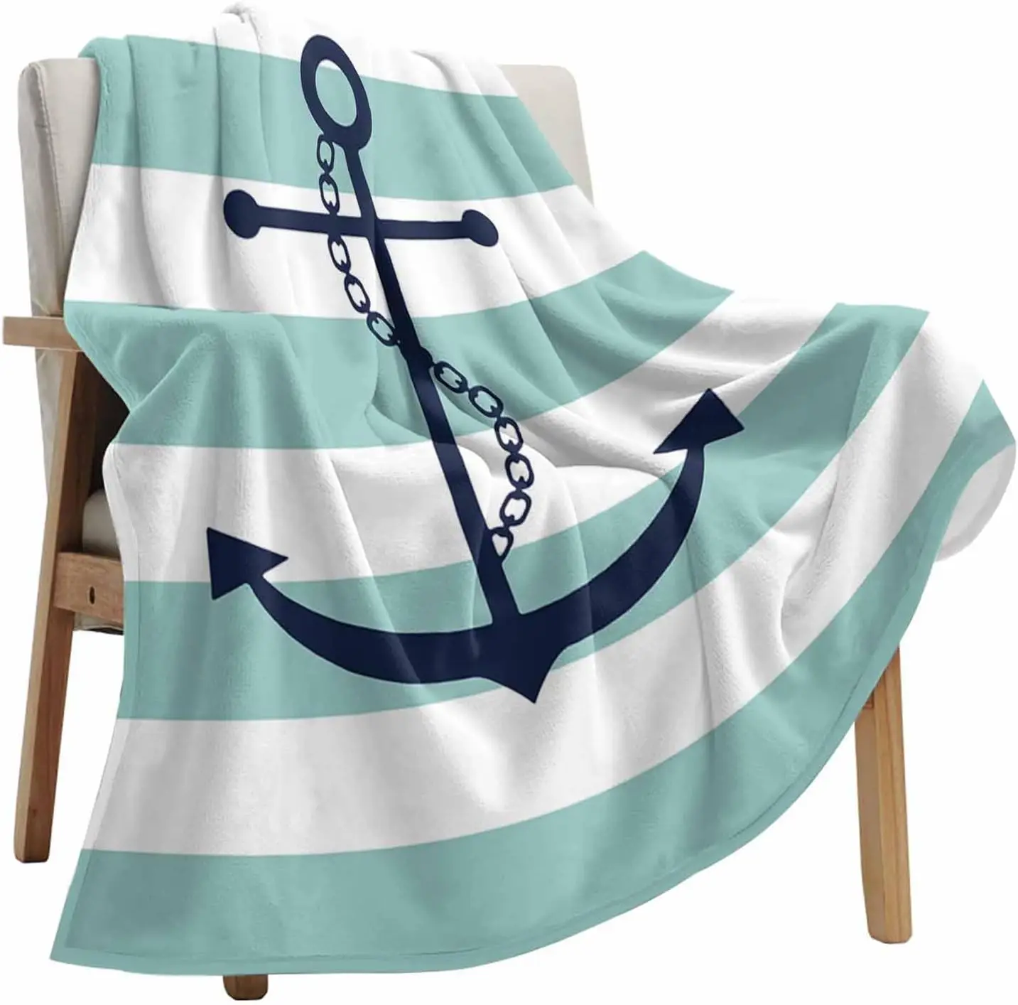Nautical Anchor Blanket Gift for Boaters Sailors Birthday Christmas Sea Ocean Theme Throw Blanket for Couch Bed Sofa Chair Dorm