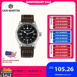 San Martin 37mm Pilot Watch For Men 8215 Retro Mechanical Wristwatch Military Clock Automatic Waterproof 10Bar BGW9 SN0034B-1