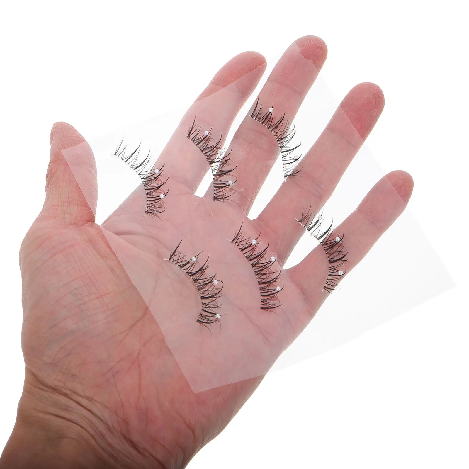 Pearl Manga Faux Eyelashes Natural Curly False Lashes Dramatic Look for Cosplay Parties Stage Faux Eyelashes Glitter Lashes
