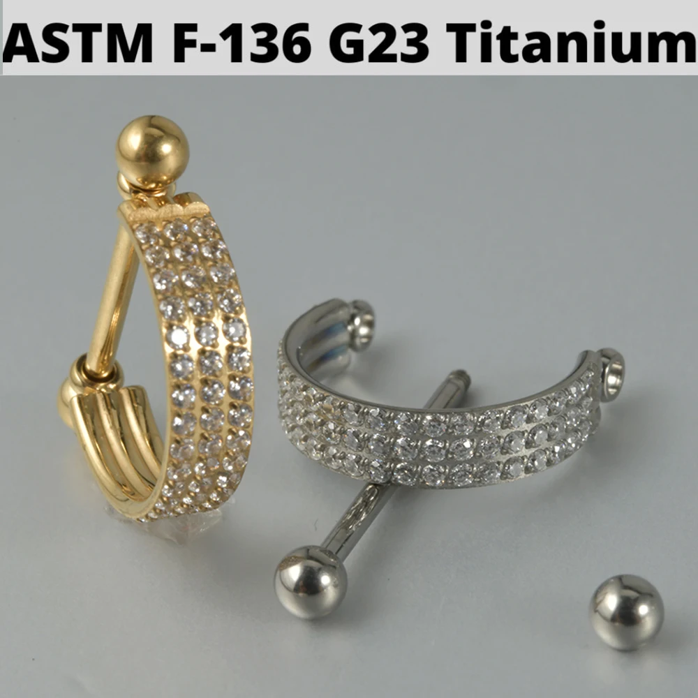 1PC G23 Titanium Cz Ear Cartilage Tragus Zircon Barbell Helix Earring Rook Sung Lobe Piercing Jewelry