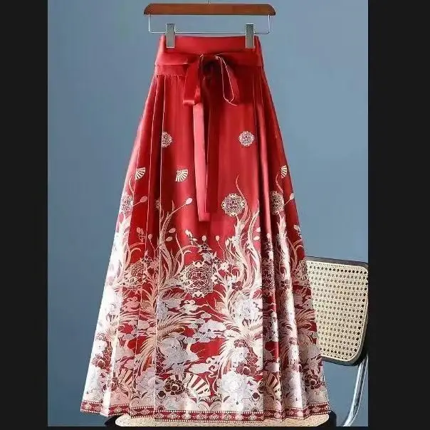 

Китайская повседневная юбка ханьфу - элегантная традиционная длинная юбка с цветочным принтом для женщин, Новое поступление, повседневная одежда