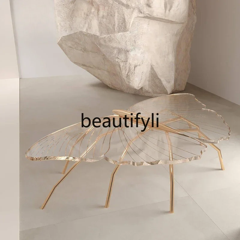 

xzzИтальянский акриловый журнальный столик с резной стрекозой, высококачественный журнальный столик, персонализированный чайный столик