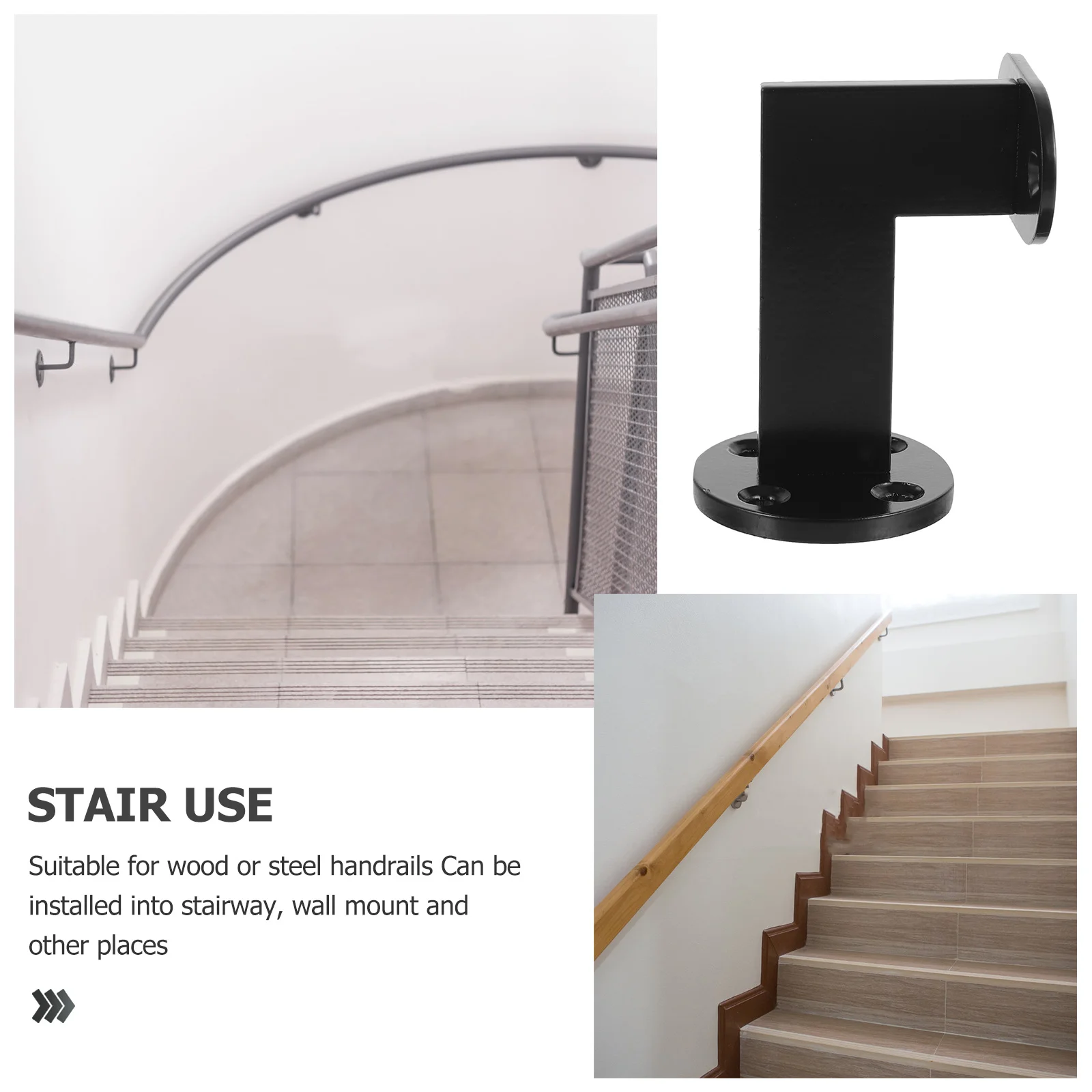 Suporte de corrimão de aço inoxidável para escadas de madeira e aço interior ao ar livre suporte de montagem na parede corrimão fixador escada