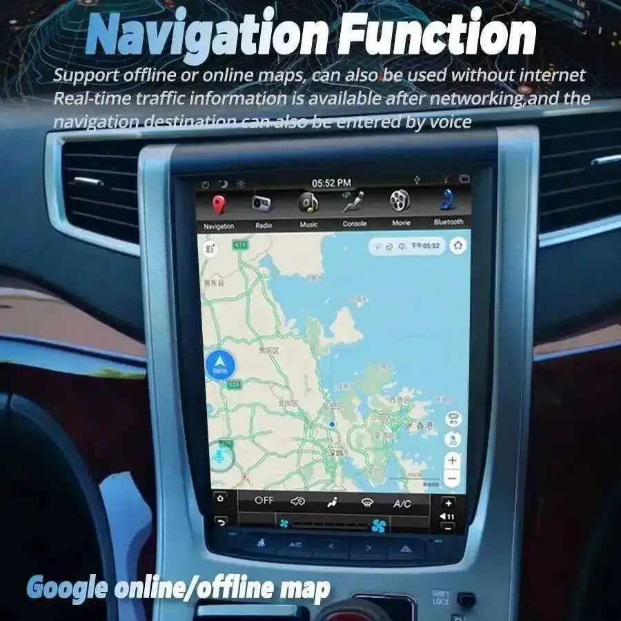 GPS Multimedia Video Player Stereo 12.1inch Vertical Screen Car Radio For TOYOTA Alphard A20 Series Vellfire Android Head Unit