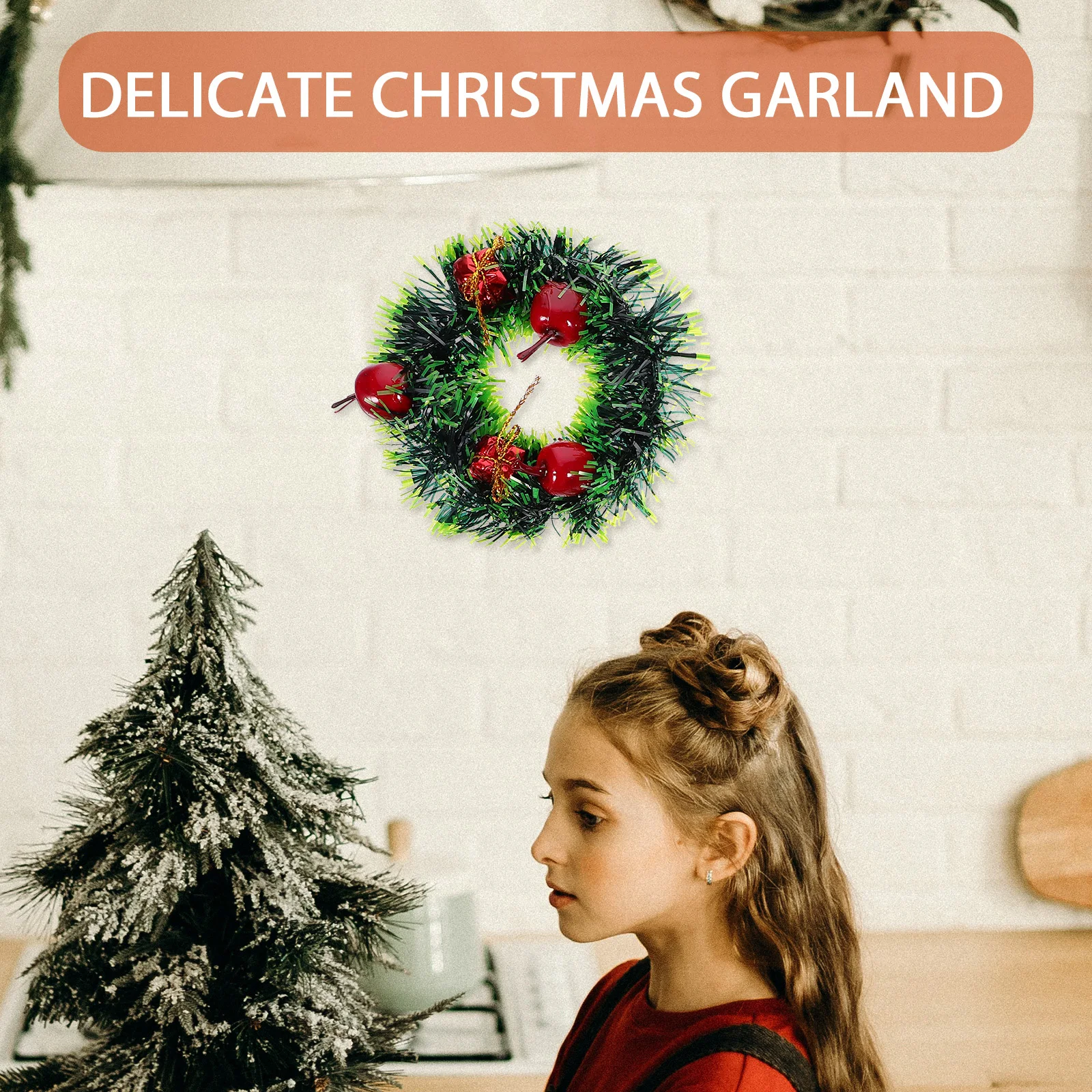 

4Pcs 12Cm Mini Christmas Wreath Artificial Cute Garland for Home Wedding Fireplace Xmas Decorations Festive Hanging Ornament Set