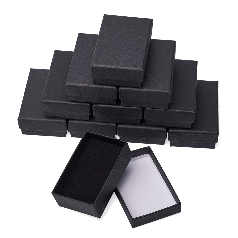 

Wrinkle Pattern Cardboard Jewelry Box Black White Rectangle Square Paper Storage Case for Jewelry DIY Gift Packing 15/18/24pcs