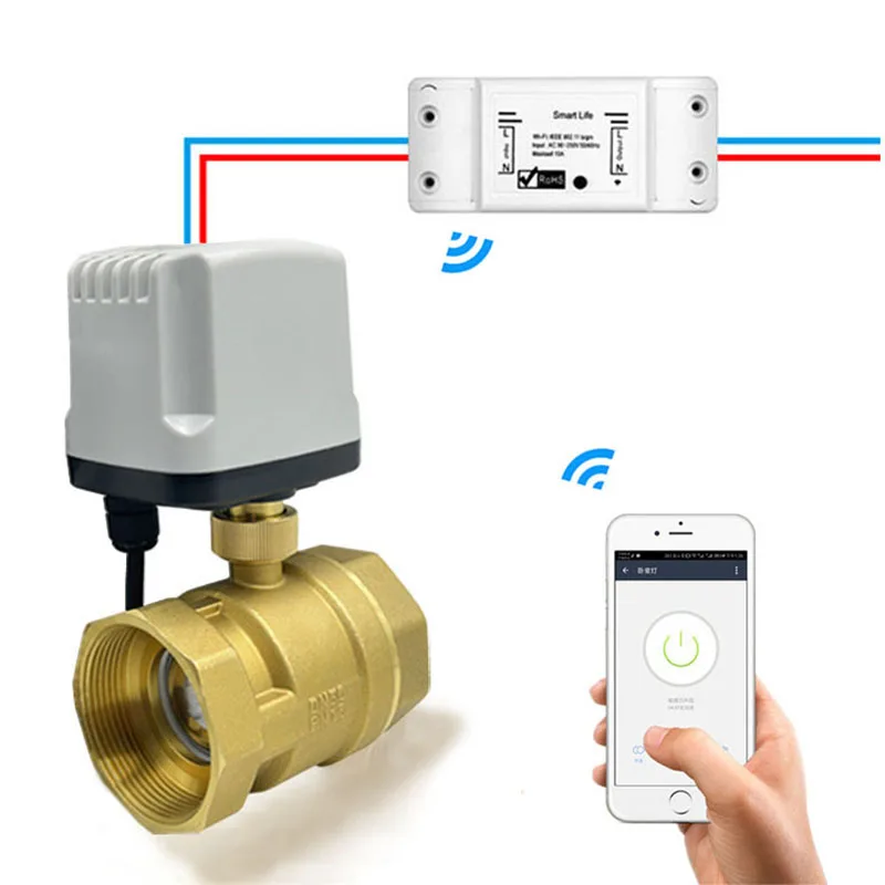 WiFi Smart  Water Switch Motorized Ball Valve Timing AC220V 2 wire control Smart Electric Ball Valve Works With Tuya Alexa