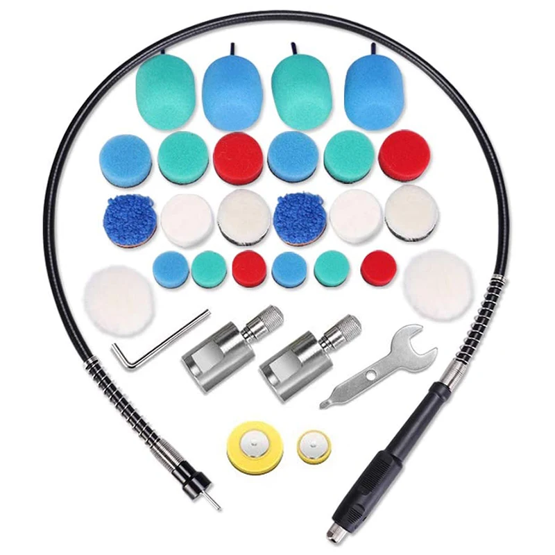 Mini Detail Polisher Shaft, Car Foam Drill Polishing Pad Kit with 5/8Inch&M14 Thread, for Rotary Tool/Polishing Machine-A73M