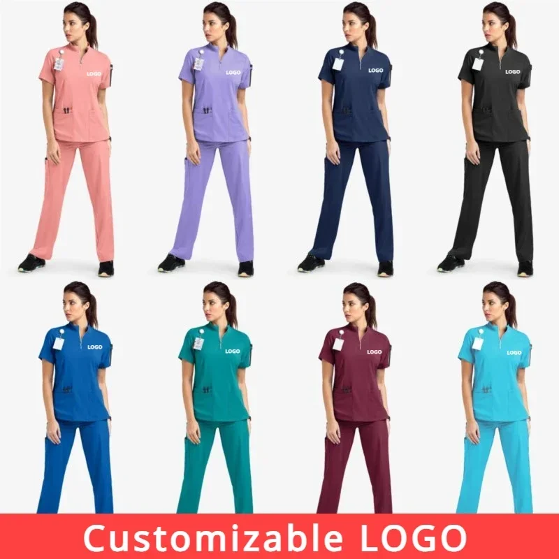 Customizable LOGO Unisex Medical Uniforms for V-neck Nurse Scurbs set Hospital Doctor Workwear Oral Dental Surgery Work Uniform