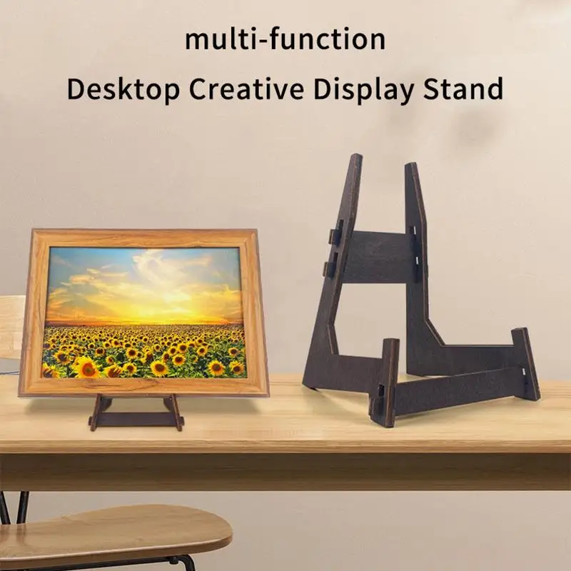 Brown Wooden Display Stand Desktop Display Stand Vintage Wooden Plate Stand Multi-purpose Picture Display Holder For Home Decor