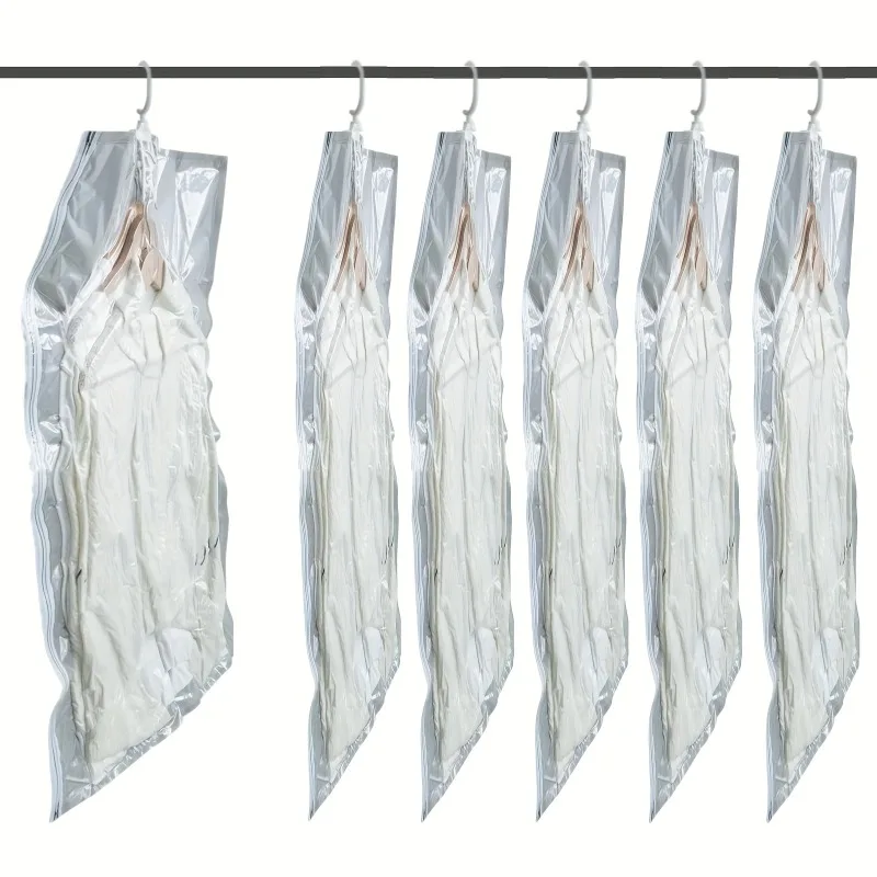 

6 шт./компл. подвесная вакуумная сумка для хранения для экономии места, подвесной органайзер для одежды, домашний шкаф, сумка для хранения одежды