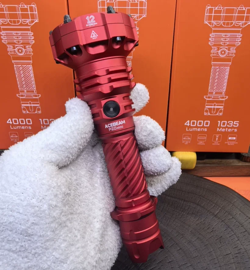 Used EDC ACEBEAM P20 MINI Red Aluminum alloy flashlight Outdoor Tools Strong Light Torch Lamp Decompression Toy