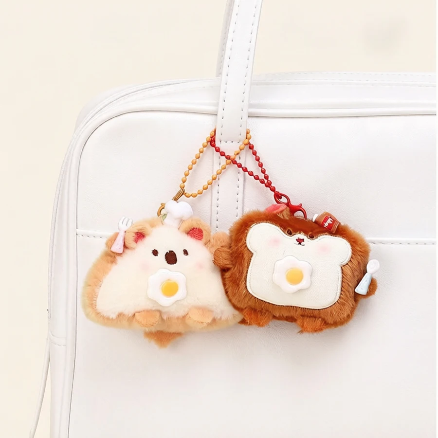 1 Pair Funny Magnetic Food Plush Keychains Kawaii Burger/Takoyaki/Toast/Shrimp Tempura Bag Pendant Soft Stuffed Toy Key Ring view 4