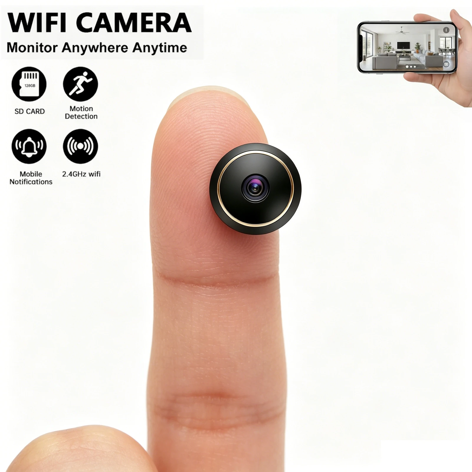 

Q5 Wireless camera, portable home WiFi indoor and outdoor monitoring system with night vision function, remote monitoring via mobile APP
