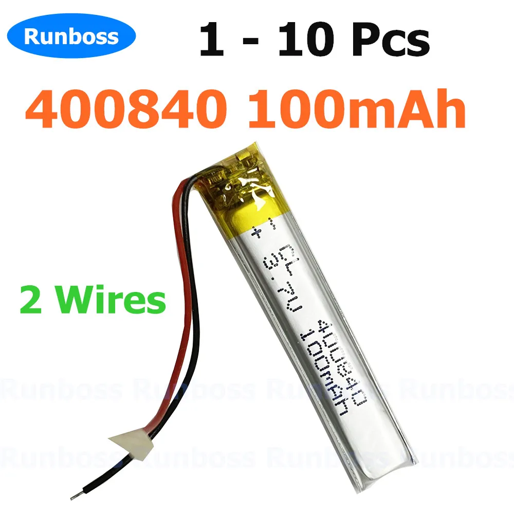 1-10pcs 3.7V 100mAh 400840 400838 Lithium Polymer Battery For mp3 Fluorescent stick Bluetooth earphones scanning translation pen