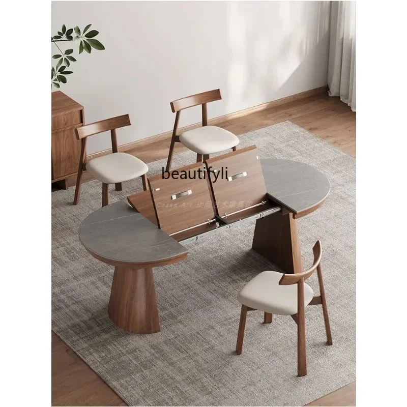 K185 Dining Table Convertible Round Table Small Apartment Dining Room Table Living Room Home Telescopic Invisible Foldable