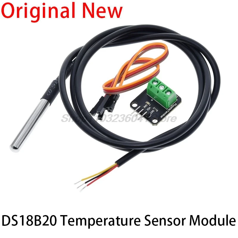 DS18B20 Temperature Sensor Module Kit Waterproof 100CM Digital Sensor Cable Stainless Steel Probe Terminal Adapter For Arduino