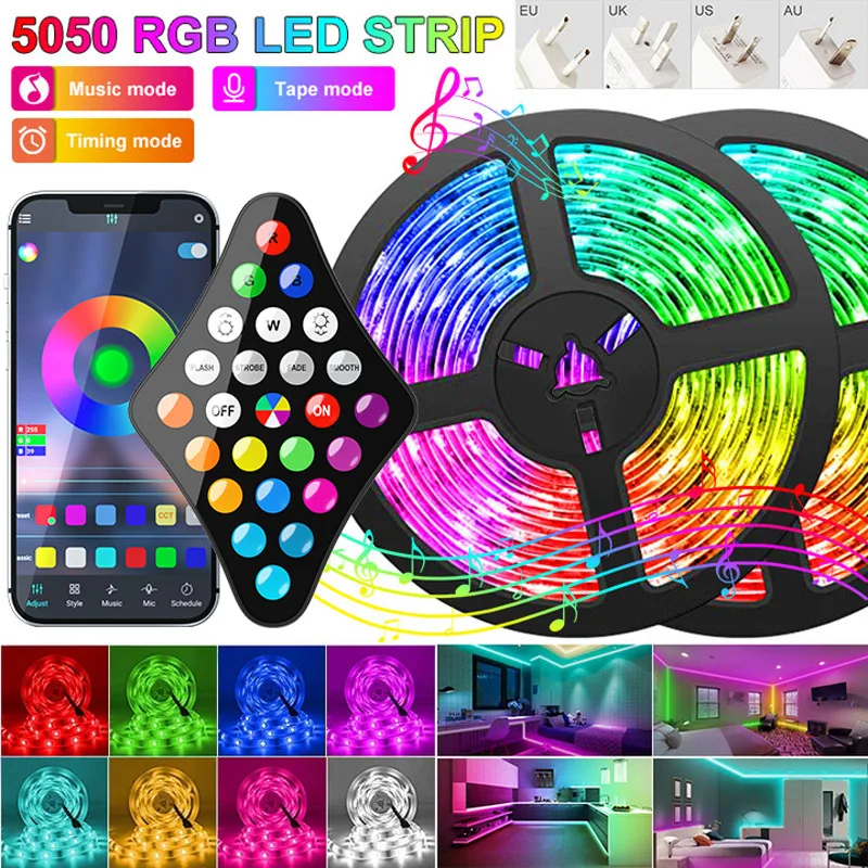 

Светодиодные ленты RGB 5050 luces Led Гибкая лента Лента Свет Bluetooth Управление телефоном 5M-30M без водонепроницаемости Для комнаты Домашняя вечеринка