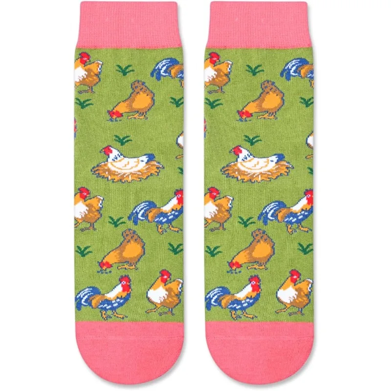 1pair Cute Animal Chickens Skateboard Hip Hop Cute Colorful Casual Crazy Printed Socks Harajuku Happy New