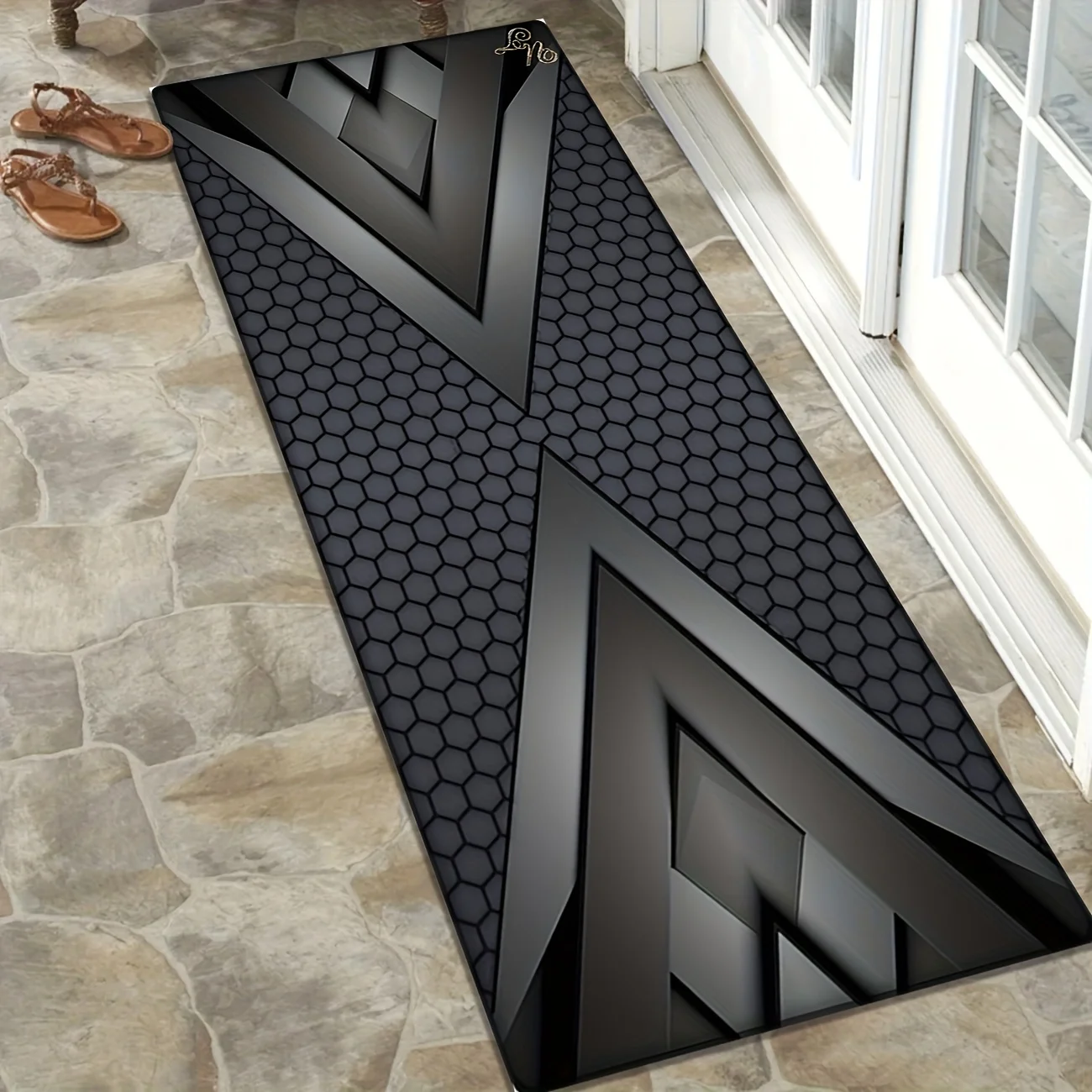 VIKAMA Hexagonal Pattern Motorcycle Parking Mat Durable Anti-Slip Wear-resistant Garage Floor Mat Workshop Indoor Home Decor