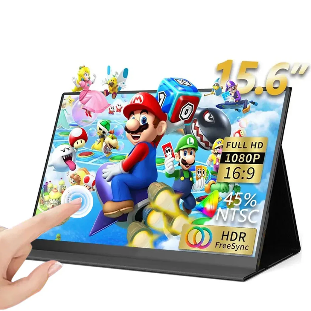 AHXJKA 15.6 inch Portable Touch Monitor Gaming Laptop Extension Display Aluminum Alloy Mini HDMI For PS/Steam/Deck/Switch/PC/Mac