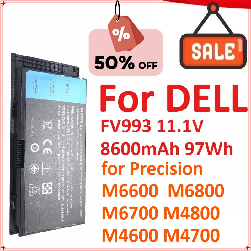 

Новый аккумулятор для ноутбука FV993 11,1 В 8600 мАч 97 Втч для ноутбука DELL Precision M6600 M6800 M6700 M4800 M4600 M4700, высокое качество