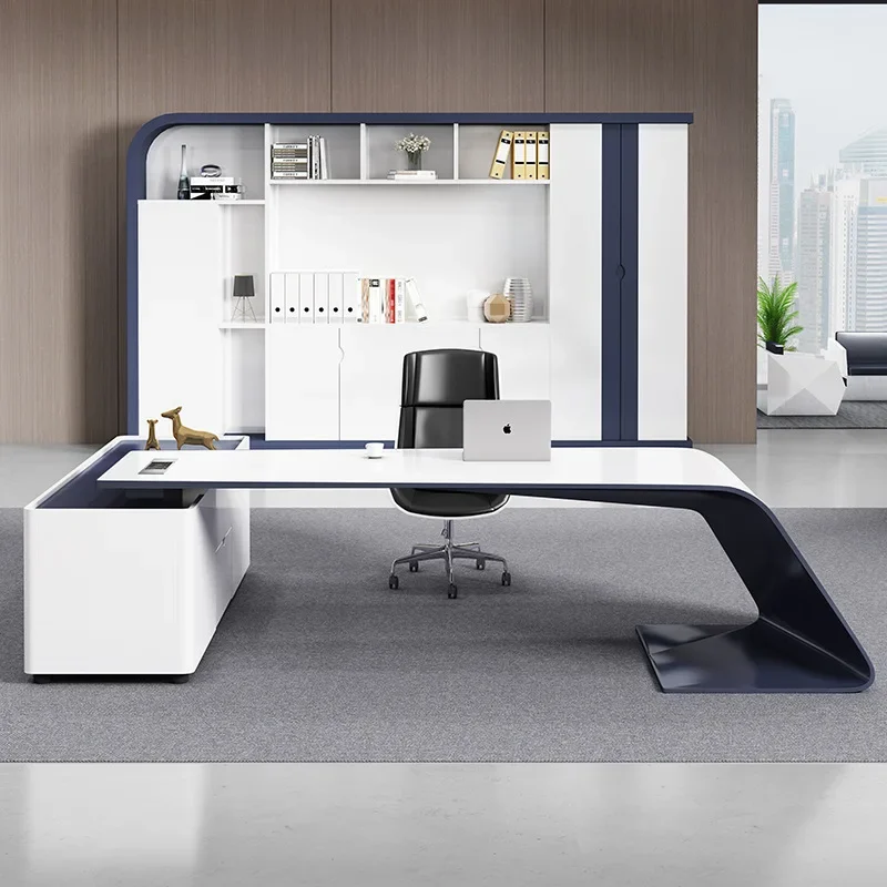 Xianmin manager desk white paint boss table modern simple desk supervisor desk chair office furniture
