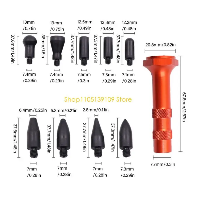 차량 본체용 교환 가능 헤드가 있는 인체공학적 금속 자동차 찌그러짐 수리 도구