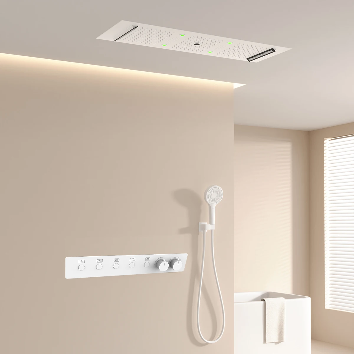 300*900mm salle de bains plafond LED thermostatique intelligent robinet de douche ensemble avec cascade d'eau de pluie Led pomme de douche ensemble