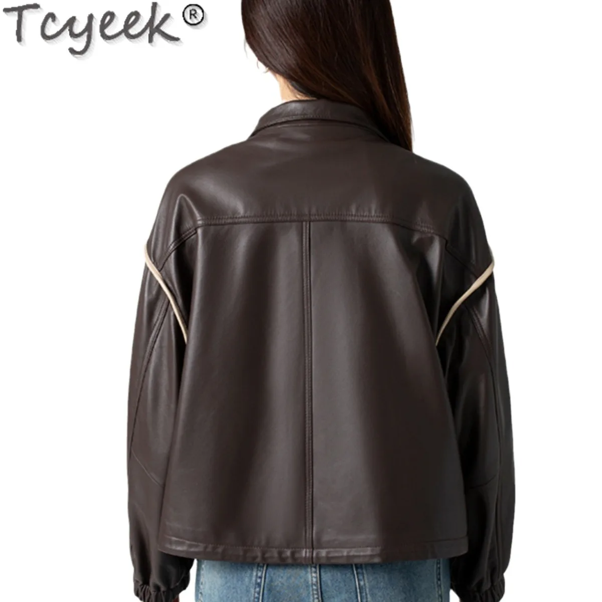 Tcyeek Echt Leren Jas Vrouwen Kleding Moto Jassen Herfst Schapenvacht vrouwen Leren Jas Loose Fit Jaqueta De Couro