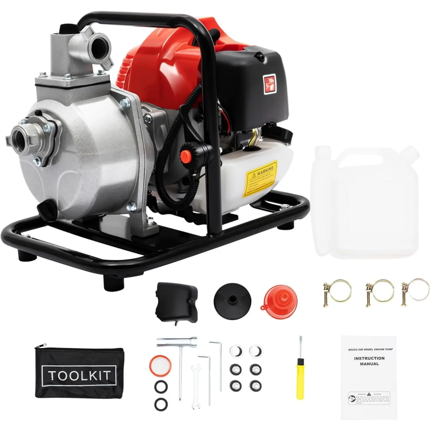 مضخة مياه تعمل بالبنزين، محرك 1.7 حصان ثنائي الأشواط، مضخة نقل مياه عالية التدفق للنزخ، وحمام السباحة، والمناظر الطبيعية 6500 دورة في الدقيقة