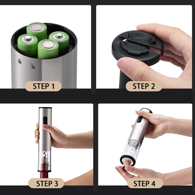 4in1 USB قابلة للشحن زجاجات نبيذ كهربائية فتاحة المفتاح المحمولة الفولاذ المقاوم للصدأ إخراج النبيذ الفلين أجهزة المطبخ المنزلية