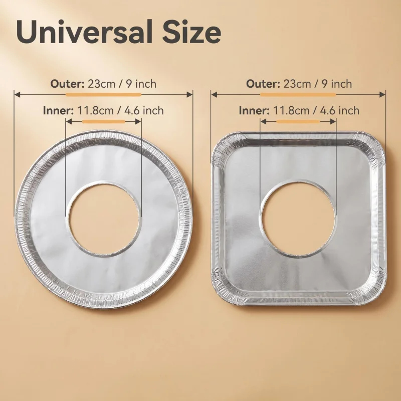 20 Thickened Aluminum Foil Gas Stove Mat, Round, Two Square Styles Are Available, 23 Centimeter Oil-Proof Stove Protection Mat,
