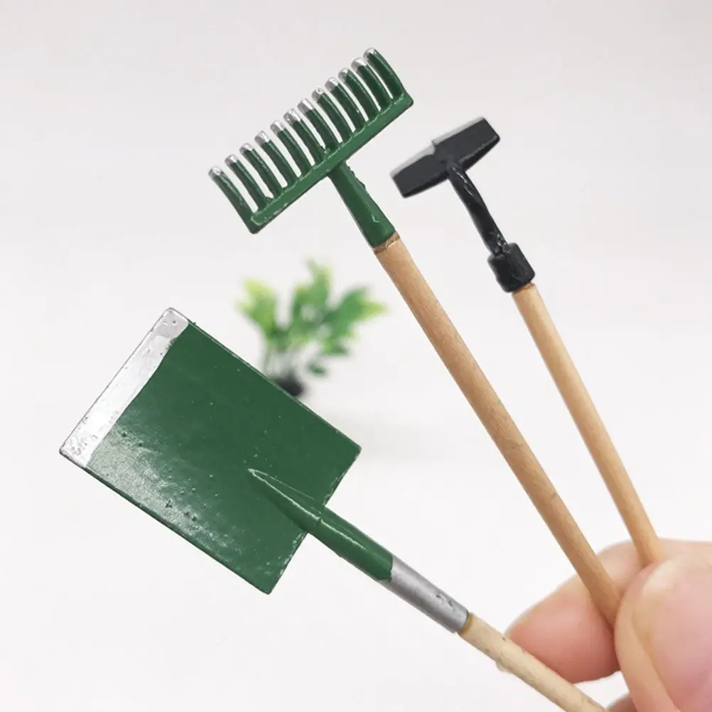 

Набор миниатюрных садовых инструментов для декора: высококачественные деревянные и железные мини-инструменты для кукольного домика, украшения спальни