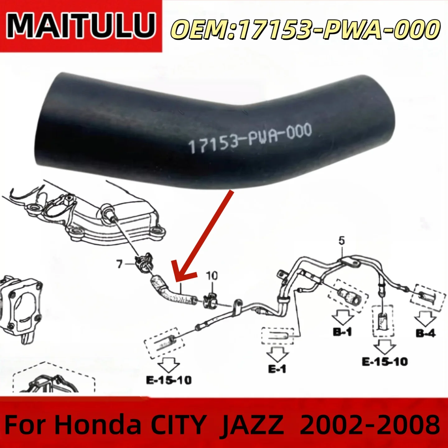 17153-PWA-000 For Honda Jazz 2002-2008 CITY GD1/GD3/GD6/GD8 Ventilation Pipe Exhaust Valve PCV Rubber Hose Breathing Tube