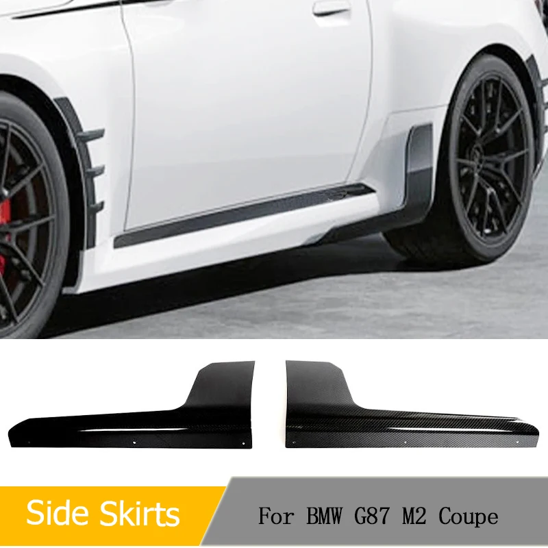 Dry Carbon Car Side Skirts Extensions Apron for BMW G87 M2 Coupe 2-Door 2022-2023 Racing Side Skirt Rocker Panel Winglet