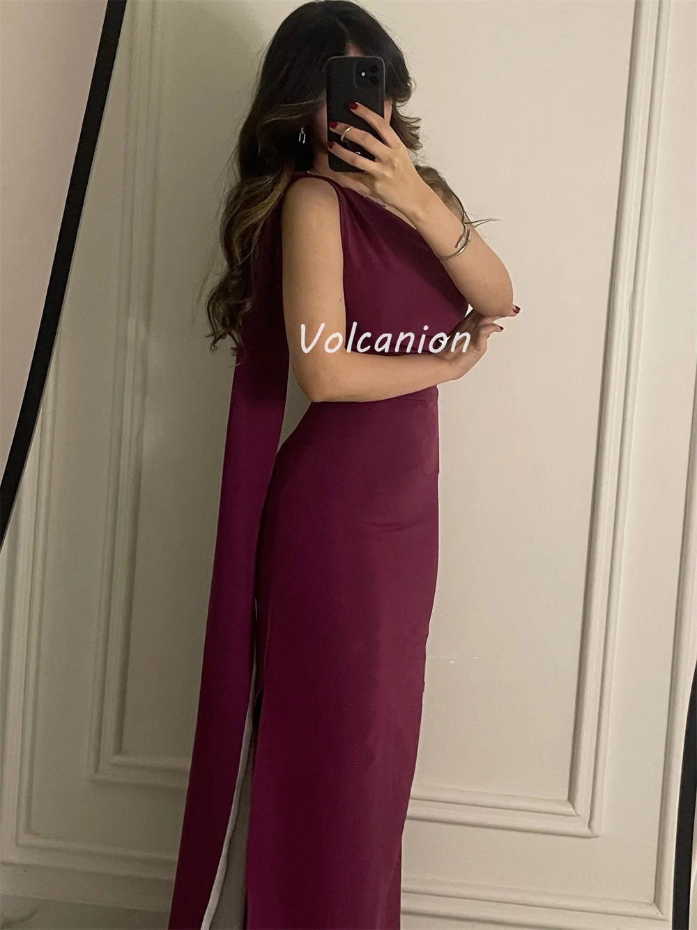 تخصيص النمط الصيني الرعوية الشيفون رايات Ruched مستقيم واحد الكتف فساتين طويلة فساتين مناسبة مخصصة جودة عالية