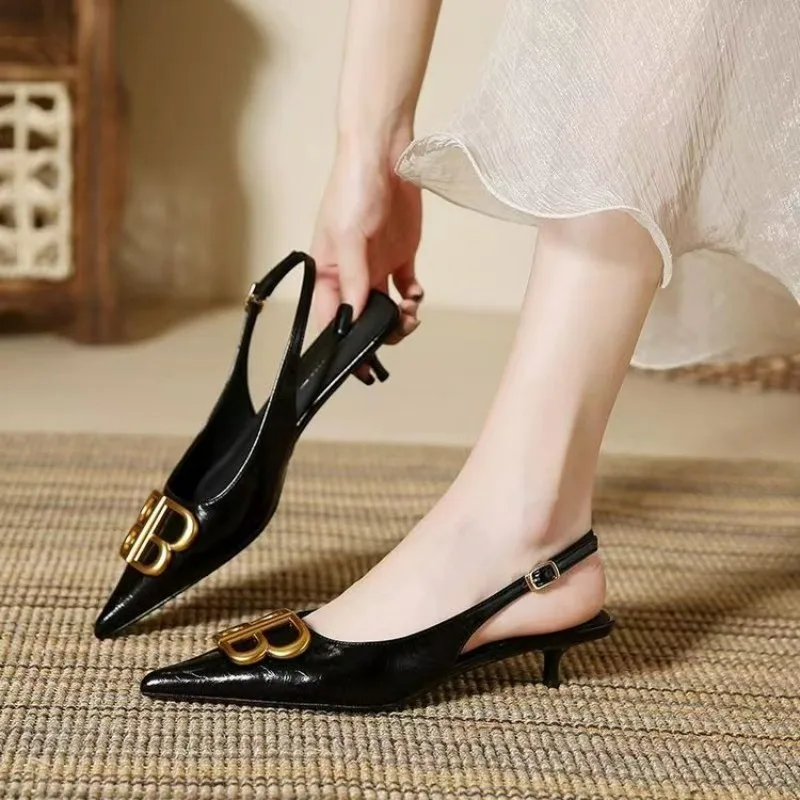 

Лидер продаж 2025, классические женские босоножки на высоком каблуке с острым носком, туфли на полуглаве сзади, модная женская повседневная обувь