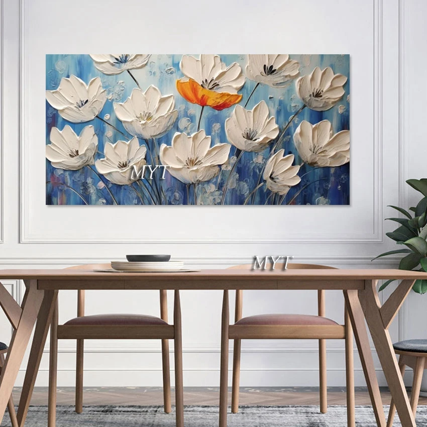 Home Decoration Items Thick Acrylic Abstract Oil Painting Flowers Pallet Knife Art Modern Canvas Large Living Room Wall Pictures