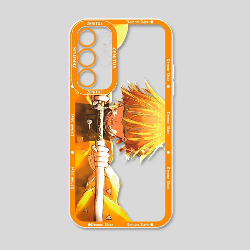 Anime Demon Slayer Tanjiro dla Samsung Galaxy S24 S23 S22 S21 S20 Plus FE Ultra A52 A53 A54 anielskie oczy przezroczyste etui na telefon