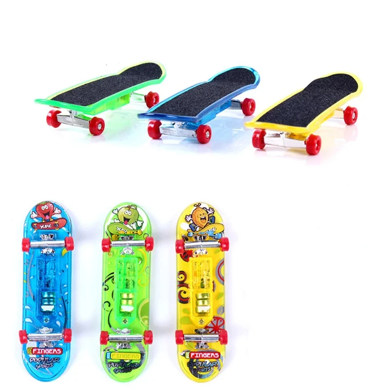 LED Light Mini Alloy Finger Skateboard Professional Finger Skateboard tastiera Scrub Finger Skateboard bambini giocattoli luminosi H23